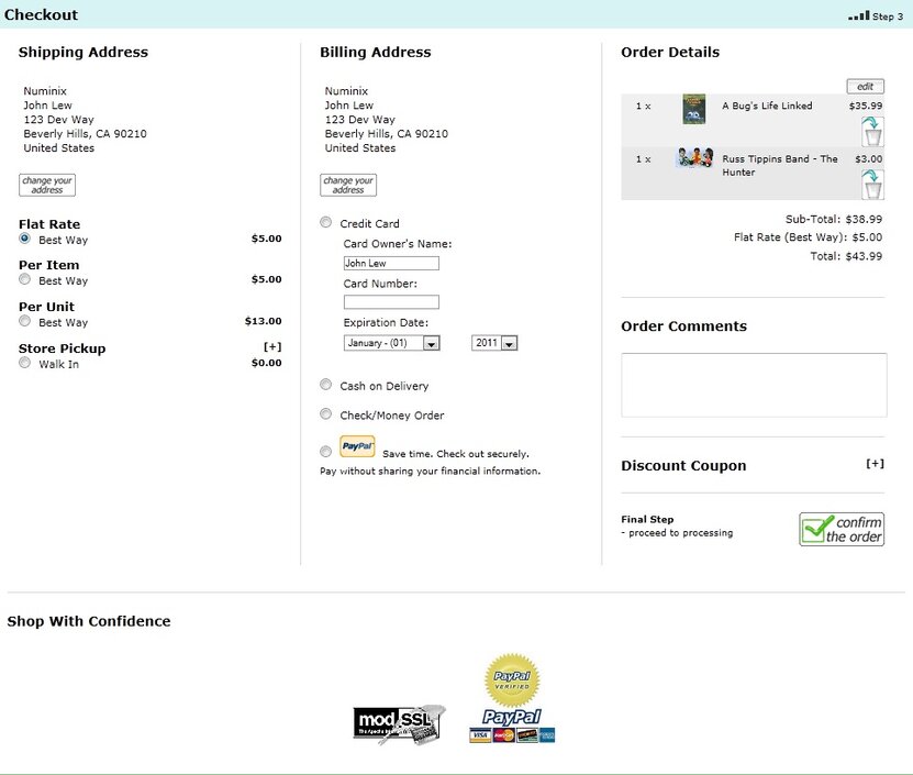 Fast and Easy Ajax Checkout for Zen Cart