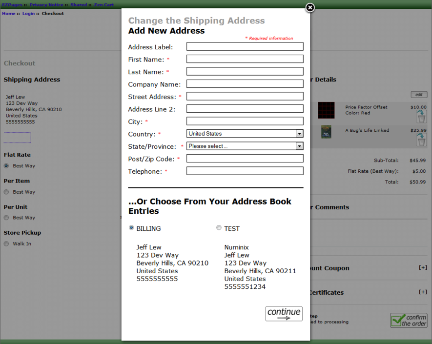 Fast and Easy Ajax Checkout for Zen Cart