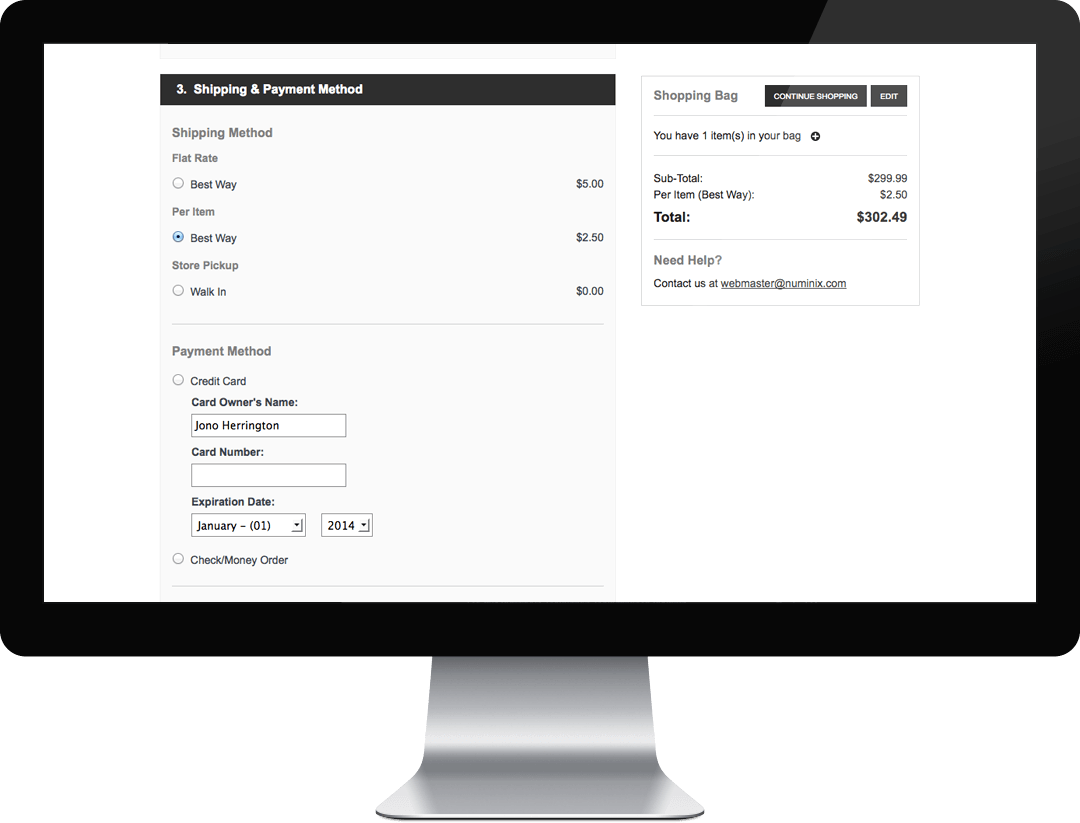 One Page Responsive Checkout for Zen Cart