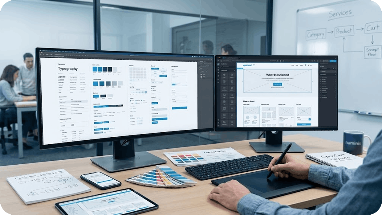 OpenCart web design workspace