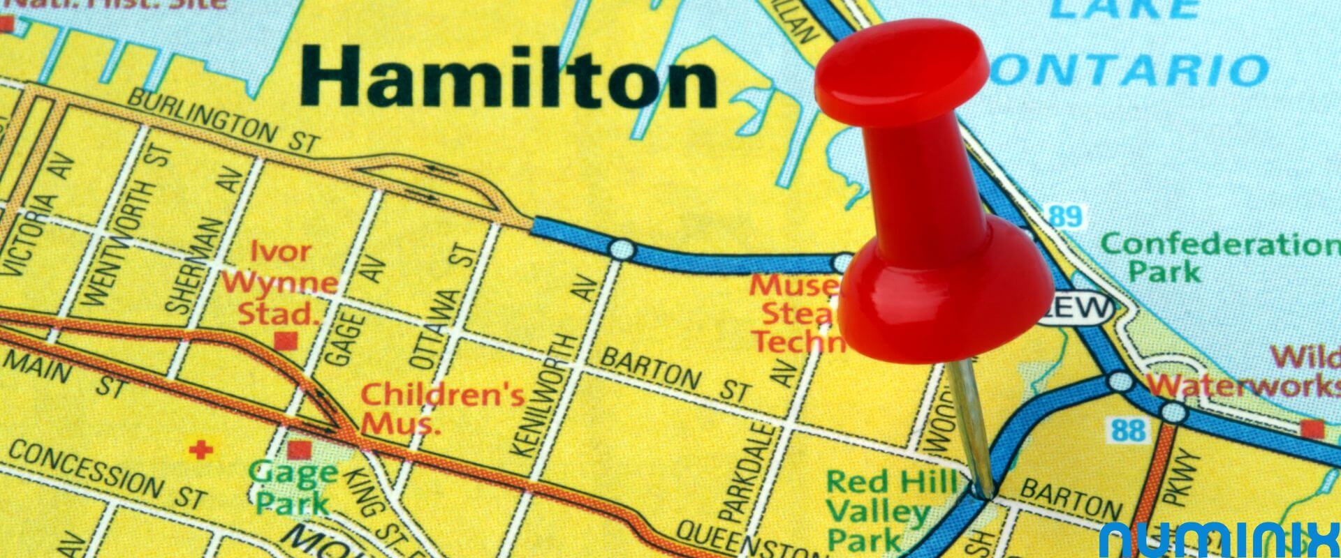 Hamilton, Ontario city skyline and waterfront